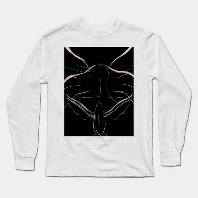 free bird woman outline free hand Long Sleeve T-Shirt by Nevervand